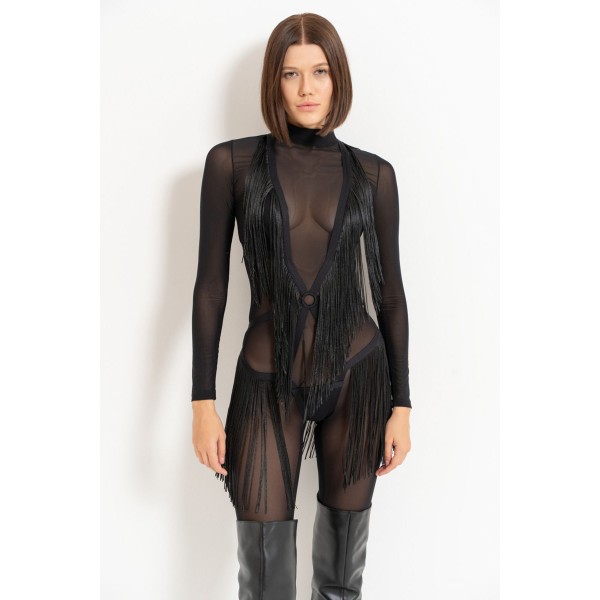 Saçaklı Lastikli Bodysuit