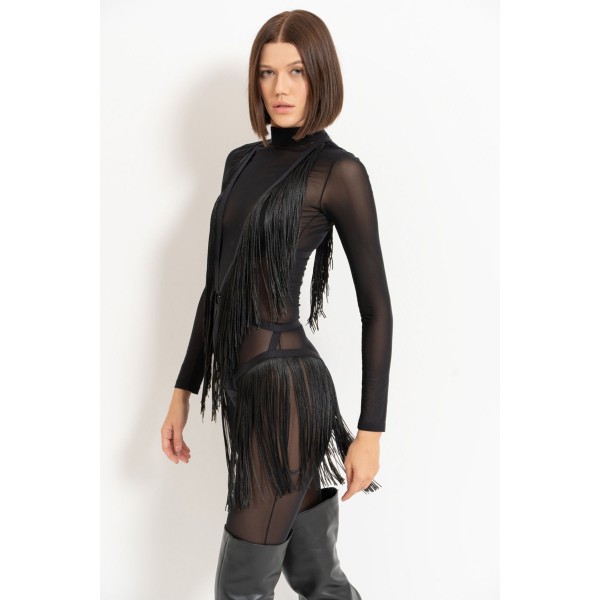 Saçaklı Lastikli Bodysuit Saçaklı Lastikli Bodysuit