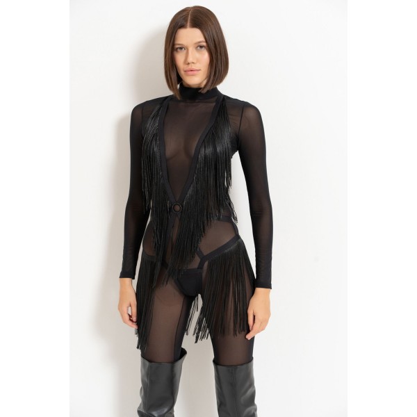 Saçaklı Lastikli Bodysuit Saçaklı Lastikli Bodysuit