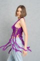 MAGENTA KUŞGÖZÜ DETAYLI SAÇAKLI TÜL BÜSTİYER MAGENTA KUŞGÖZÜ DETAYLI SAÇAKLI TÜL BÜSTİYER