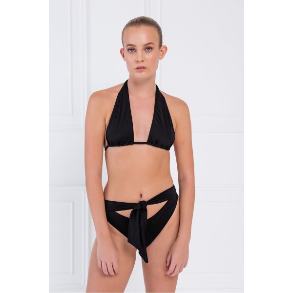 Siyah Biye Bağlamalı Bikini Takımı Siyah Biye Bağlamalı Bikini Takımı