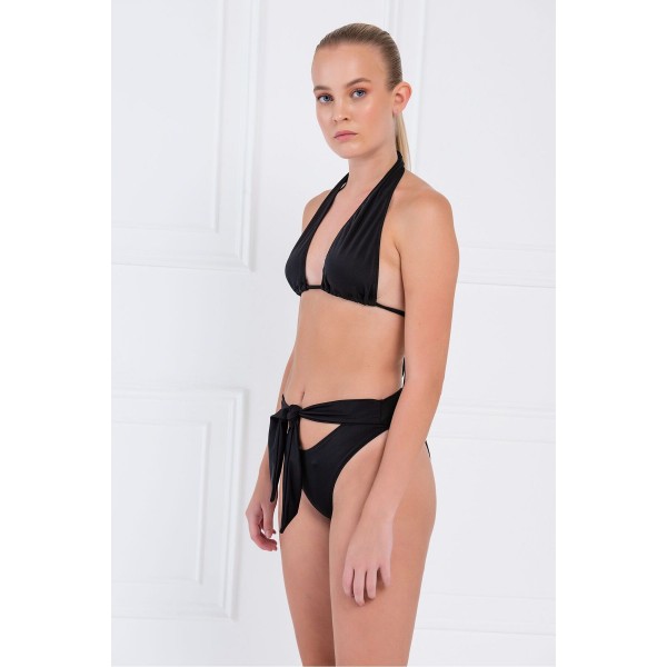 Siyah Biye Bağlamalı Bikini Takımı Siyah Biye Bağlamalı Bikini Takımı