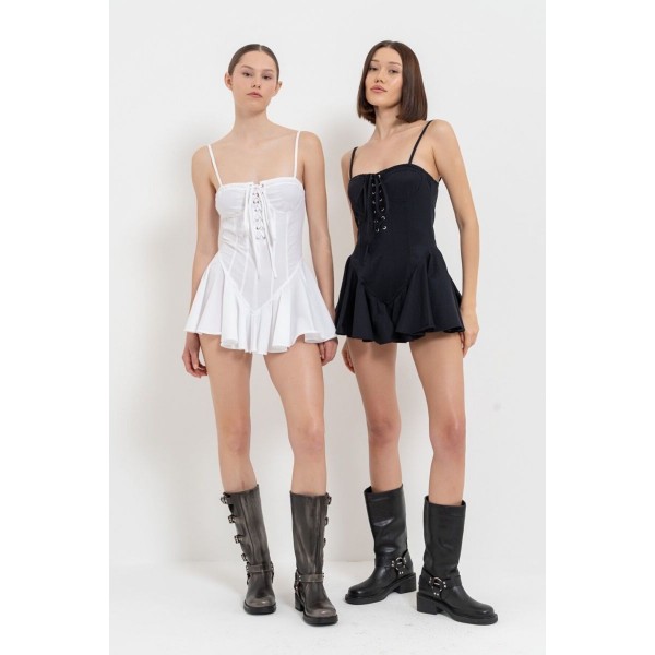 Siyah Içi Çıt Çıt Badili Mini Elbise