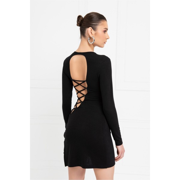 ASİMETRİK SIRT DEKOLTELİ ELBİSE